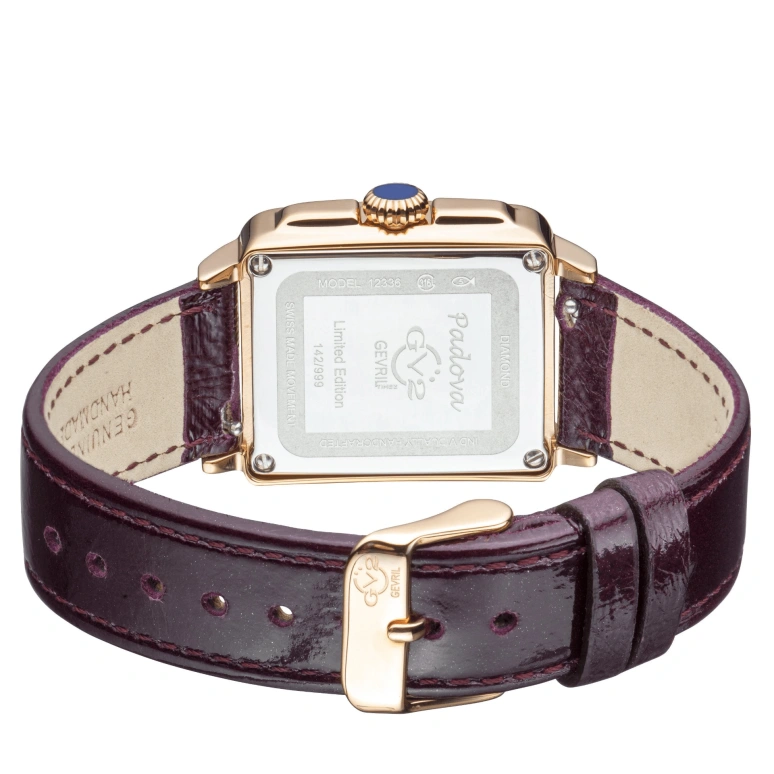 Gevril,Padova 28.50mm,28.50mm,Stainless Steel,Dual,Silver White,Pink,Quartz,Sapphire,Rectangular,12336