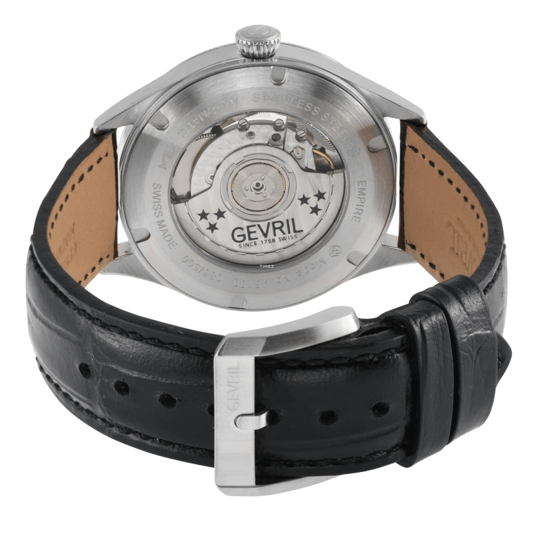 Gevril,Empire 40mm,40mm,Stainless Steel,Black,Automatic,Day,Sapphire,48100