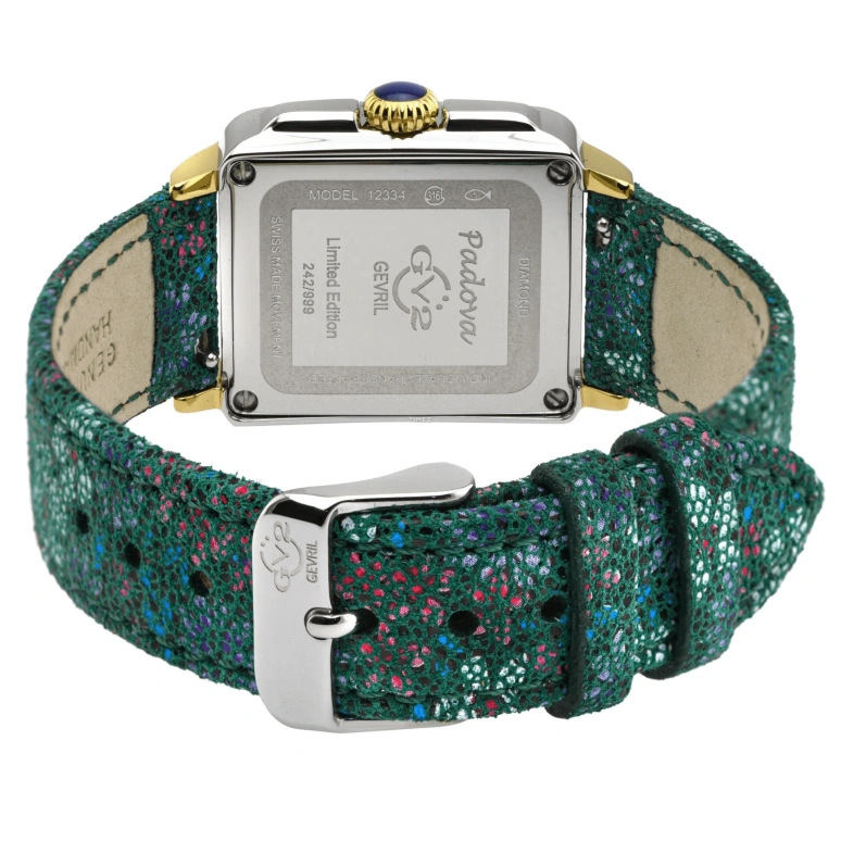 Gevril,Padova 28.50mm,28.50mm,Stainless Steel,Dual,Silver White,White,Quartz,Sapphire,Rectangular,12334F