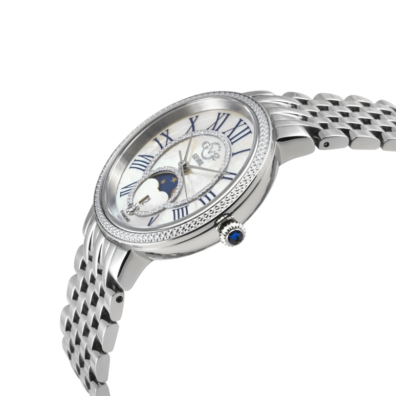 Gevril,Genoa 37mm,37mm,Stainless Steel,White,Quartz,Moonphase,Day,12540B
