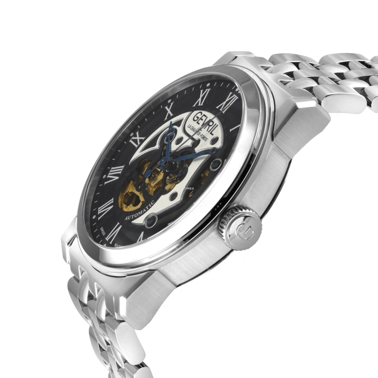 Gevril,Vanderbilt 47mm,47mm,Stainless Steel,Black,Automatic,Sapphire,Round,22691B