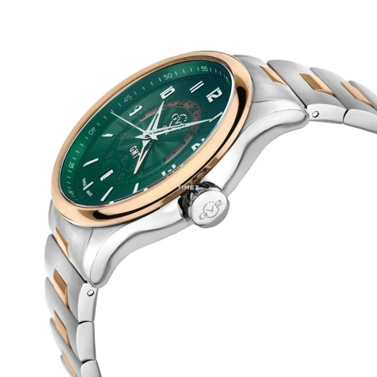 Gevril,Giromondo 42mm,42mm,Stainless Steel,Green,Quartz,Day,Dule Time,42304B