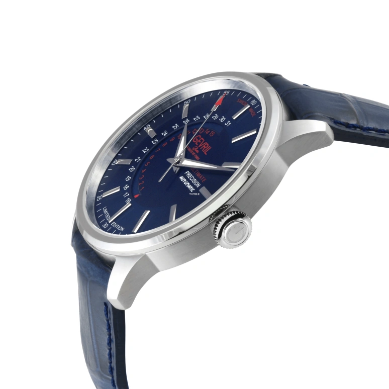 Gevril,Guggenheim 44mm,44mm,Stainless Steel,Ocean Blue,Automatic,Day,Sapphire,49201