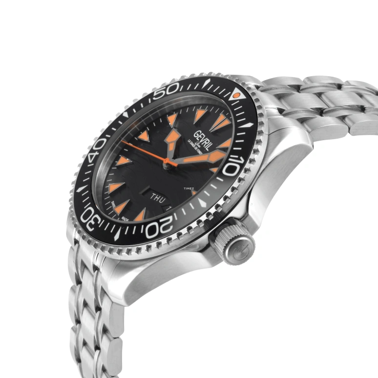 Gevril,Hudson Yards 43mm,43mm,Stainless Steel,Black,Automatic,Date,Day,48833B