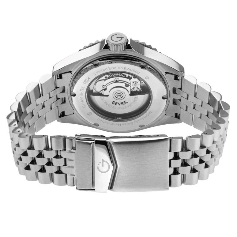 Gevril,Chambers 42mm,42mm,Stainless Steel,Blue,Automatic,Day,38hours,42601
