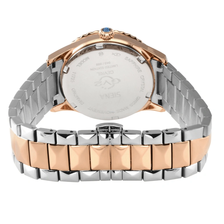 Gevril,Siena 36mm,36mm,Rose Gold,Blue,Quartz,Sapphire,Round,11735B