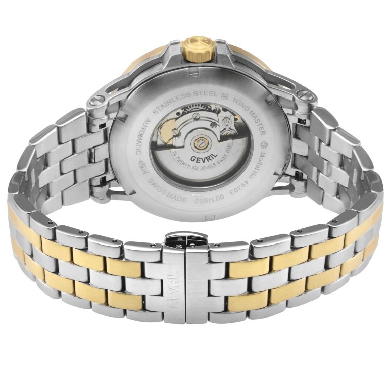 Gevril,Wind Master 44mm,44mm,Stainless Steel,Black,Automatic,38hours,Sapphire,49303B