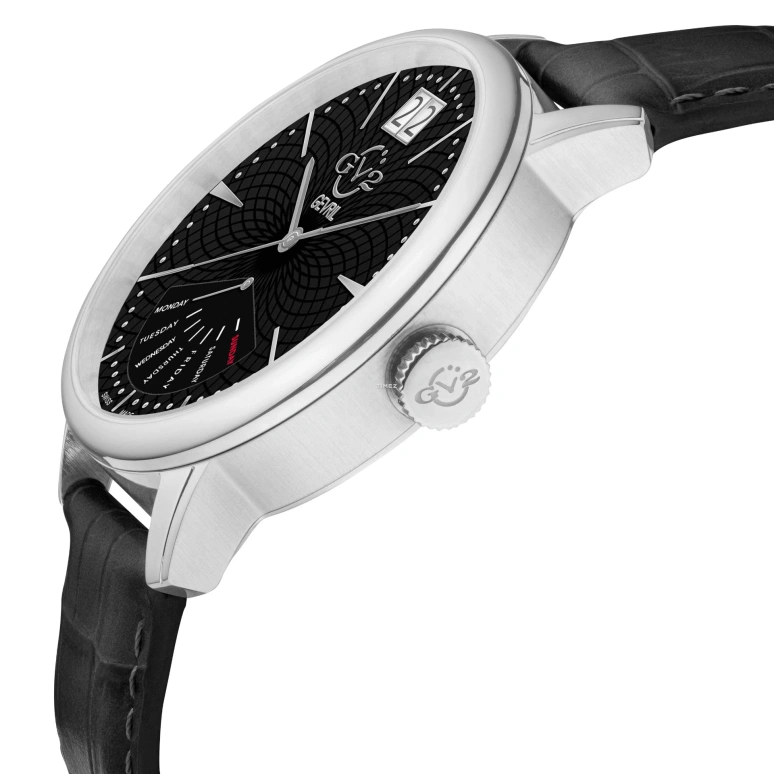 Gevril,Rovescio 42mm,42mm,Stainless Steel,Black,Quartz,Date,Day,Retrograde,56201