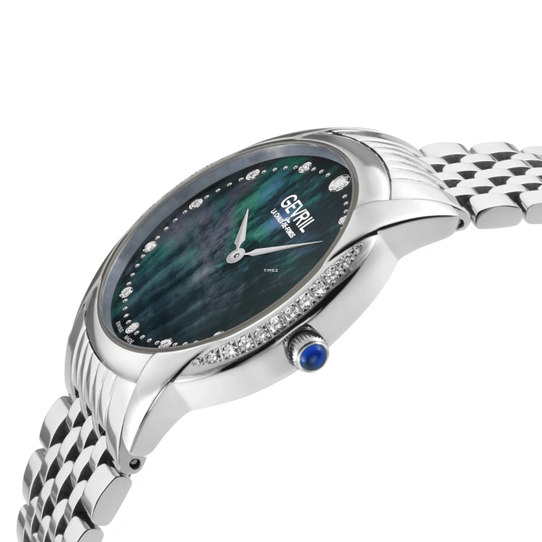 Gevril,Airolo 36mm,36mm,Stainless Steel,Blue,Black,Quartz,Sapphire,Round,13147B