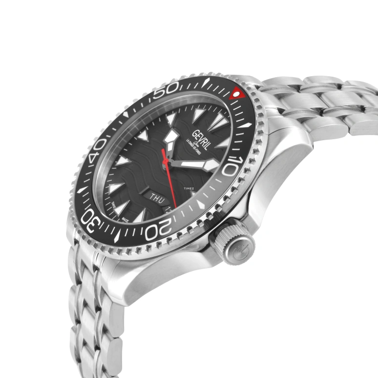 Gevril,Hudson Yards 43mm,43mm,Stainless Steel,Black,Automatic,Date,Day,48830B