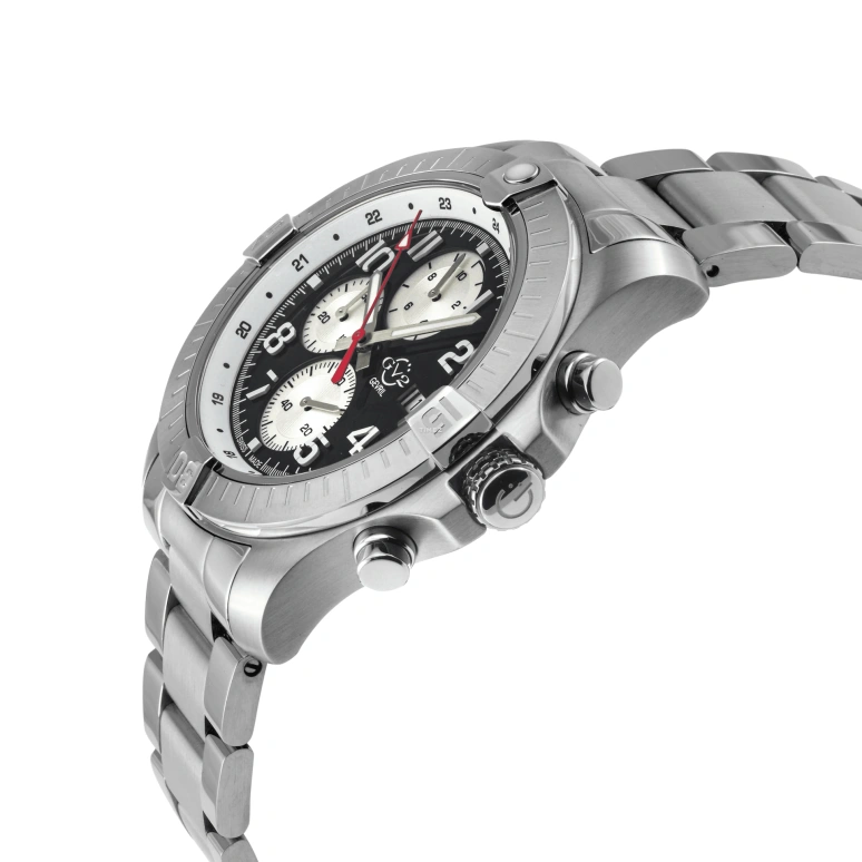 Gevril,T38 45mm,45mm,Stainless Steel,Black,Quartz,Chronograph,Day,42800B