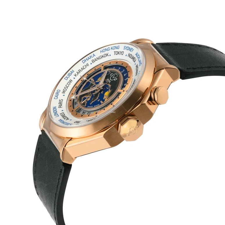 Gevril,Marchese 44mm,44mm,Stainless Steel,Rose Gold,Silver,Quartz,World Time,Day / Night Indication,42434