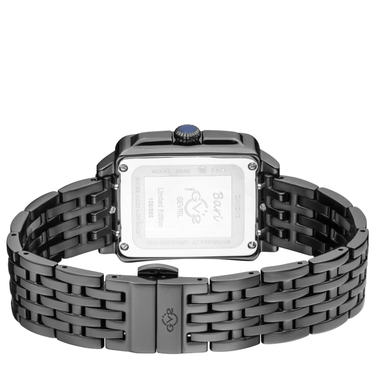 Gevril,Bari 37mm,37mm,Stainless Steel,Black,Quartz,Sapphire,Crystal Glass,Rectangular,9243B