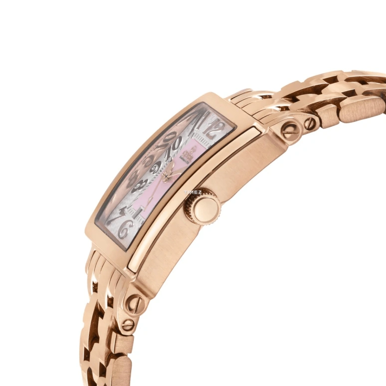 Gevril,Avenue of Americas 33x25mm,33x25mm,Stainless Steel,Pink,Quartz,Day,Sapphire,Crystal Glass,7345RB
