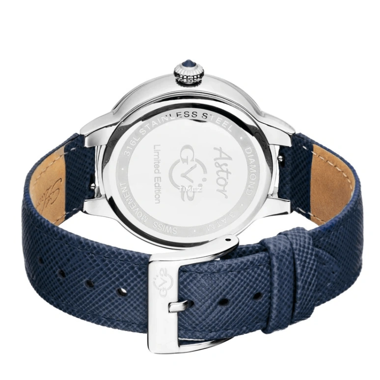 Gevril,Astor 40mm,40mm,Stainless Steel,Blue,Quartz,Sapphire,Crystal Glass,Round,9111