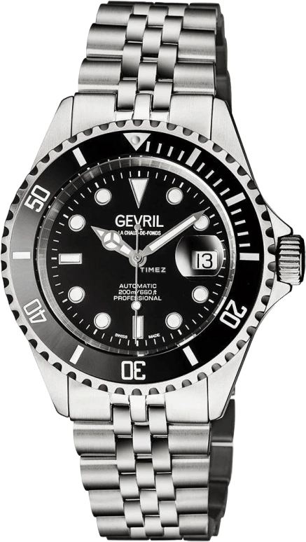 Gevril,Wall Street 43mm,43mm,Stainless Steel,Black,Automatic,Day,38hours,4850B