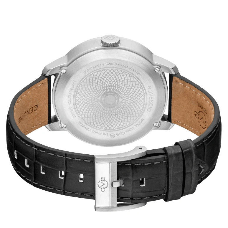 Gevril,Rovescio 42mm,42mm,Stainless Steel,Black,Quartz,Date,Day,Retrograde,56201
