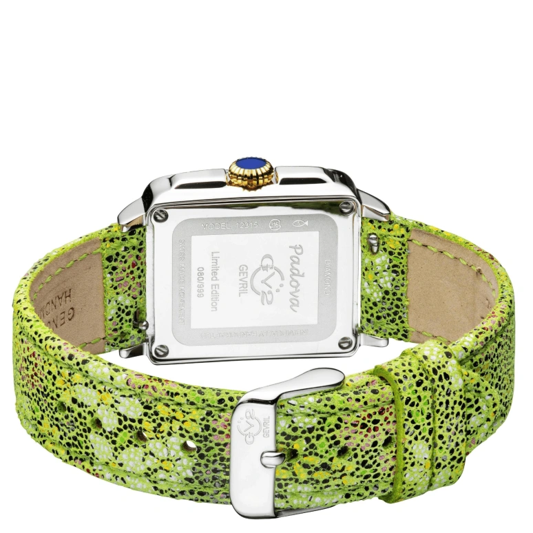 Gevril,Padova 28.50mm,28.50mm,Stainless Steel,Dual,White,Green,Quartz,Sapphire,Rectangular,12315F