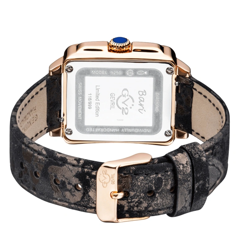 Gevril,Bari 37mm,37mm,Stainless Steel,Black,Quartz,Sapphire,Crystal Glass,Rectangular,9250