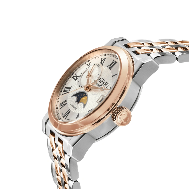 Gevril,Madison 39mm,39mm,Stainless Steel,Silver,Automatic,Moonphase,Day,2593