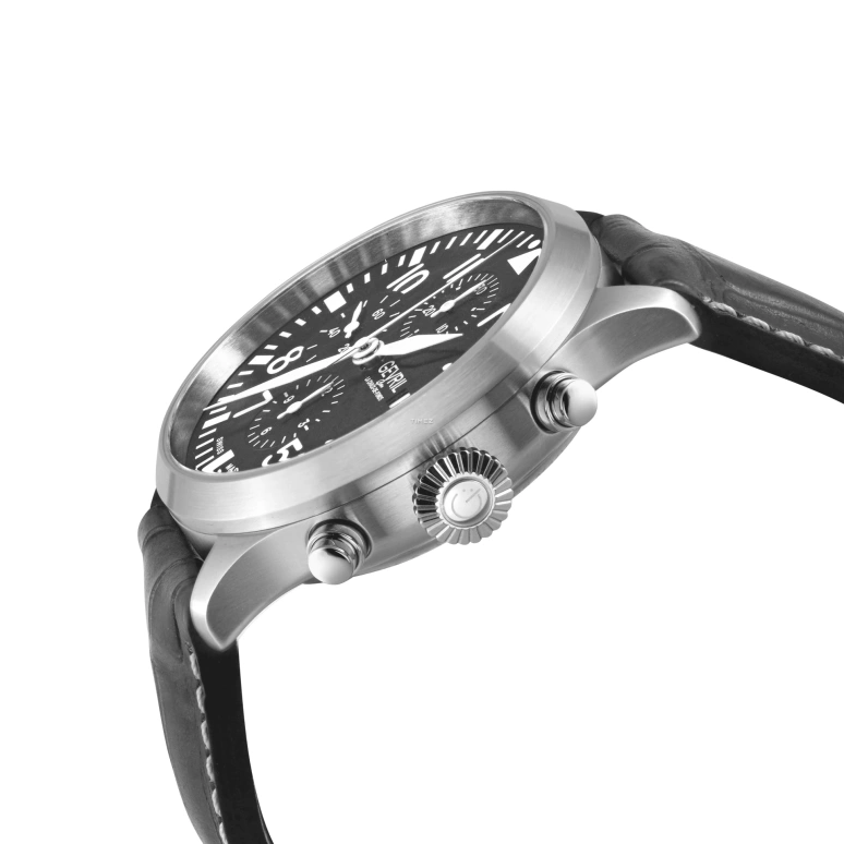 Gevril,Vaughn Pilot 44mm,44mm,Stainless Steel,Grey,Automatic,Chronograph,Day,47102