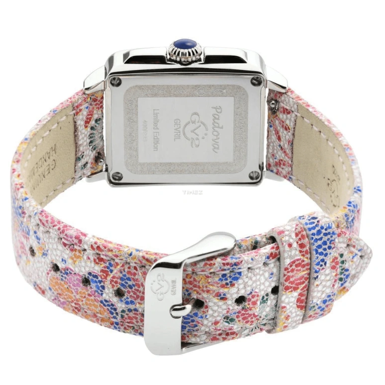 Gevril,Padova 27.50mm,27.50mm,Stainless Steel,Dual,White,Pink,Quartz,Sapphire,Rectangular,12302F