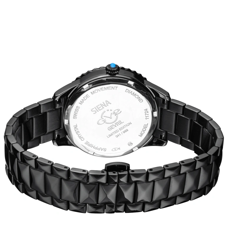 Gevril,Siena 38mm,38mm,Stainless Steel,Black,Quartz,Sapphire,Round,11724