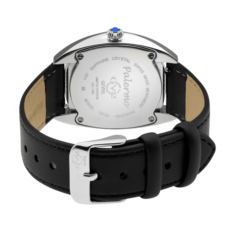 Gevril,Palermo 36mm,36mm,Stainless Steel,Black,Quartz,Sapphire,Round,13100,13100-V7