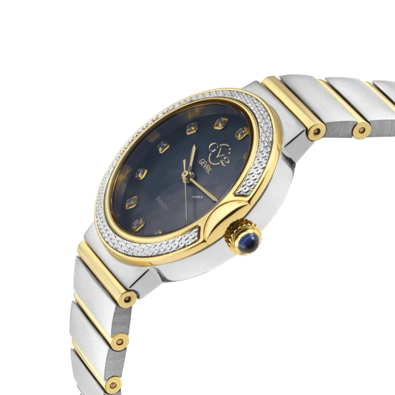 Gevril,Sorrento 33mm,33mm,Stainless Steel,Black,Quartz,Sapphire,Round,12440B