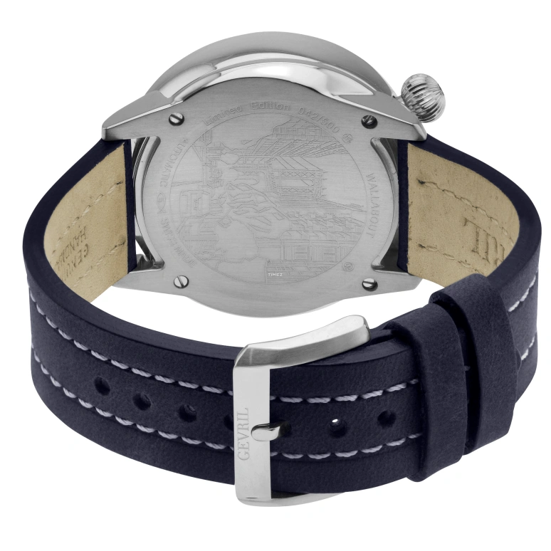 Gevril,Wallabout 44mm,44mm,Stainless Steel,Blue,Automatic,Day,Sapphire,48566A