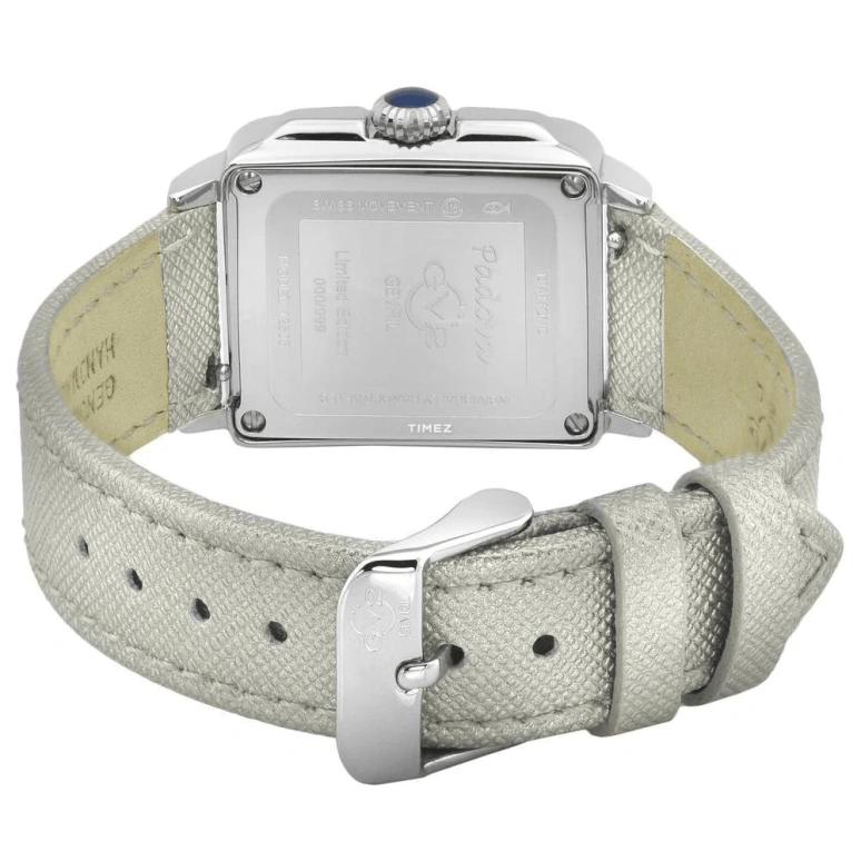 Gevril,Padova 27.50mm,27.50mm,Stainless Steel,Grey,Quartz,Sapphire,Rectangular,12301