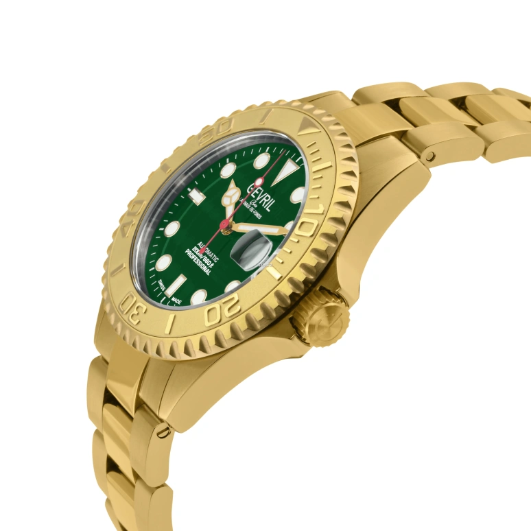 Gevril,Wall Street 39mm,39mm,Stainless Steel,Green,Automatic,Day,38hours,4758B