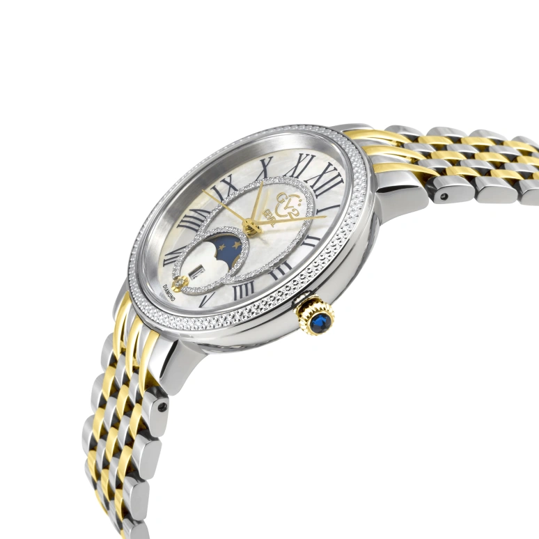 Gevril,Genoa 37mm,37mm,Stainless Steel,White,Quartz,Moonphase,Day,12545B