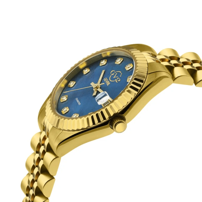 Gevril,Naples 34mm,34mm,Stainless Steel,Blue,Quartz,Day,Sapphire,Crystal Glass,12410
