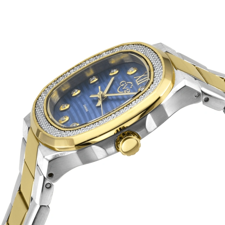 Gevril,Potente 33mm,33mm,Stainless Steel,Blue,Quartz,Sapphire,Cushion,18206B