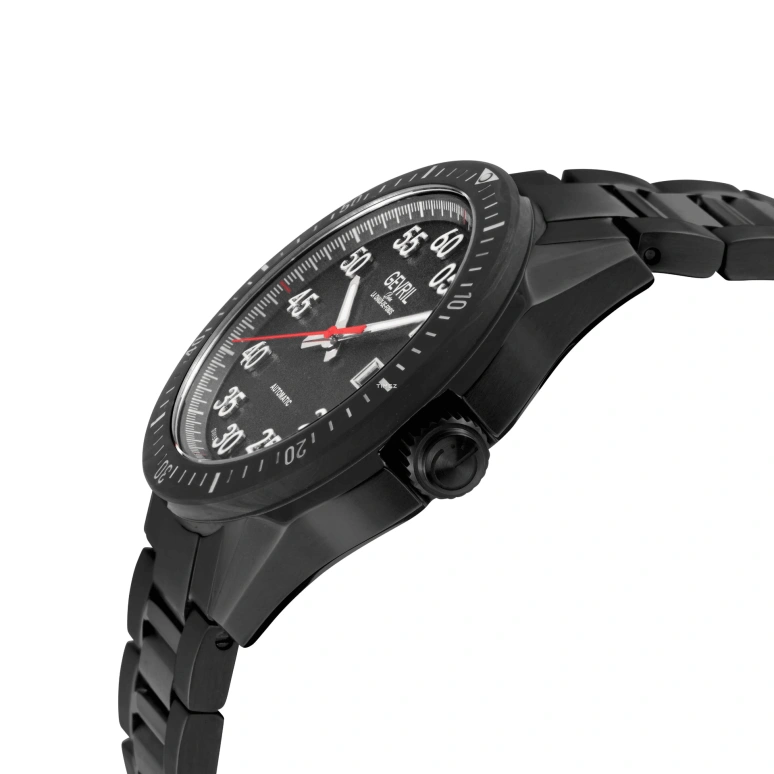 Gevril,Ascari 43mm,43mm,Stainless Steel,Black,Automatic,Day,Sapphire,48304B