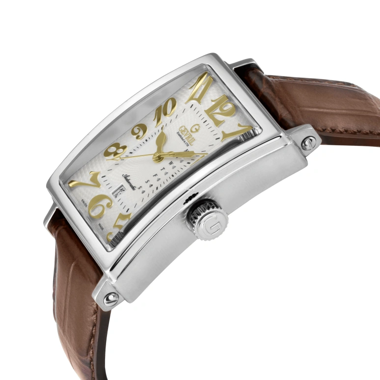 Gevril,Avenue of Americas 44mm,44mm,Stainless Steel,White,Automatic,Date,Day,15015