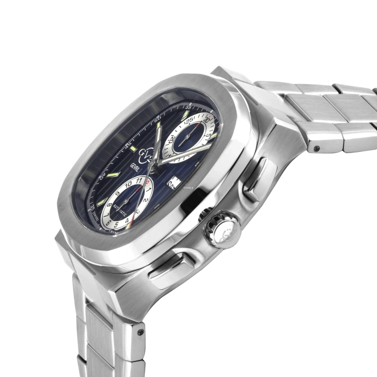 Gevril,Potente 40mm,40mm,Stainless Steel,Blue,Automatic,Chronograph,Date,Day,18501B