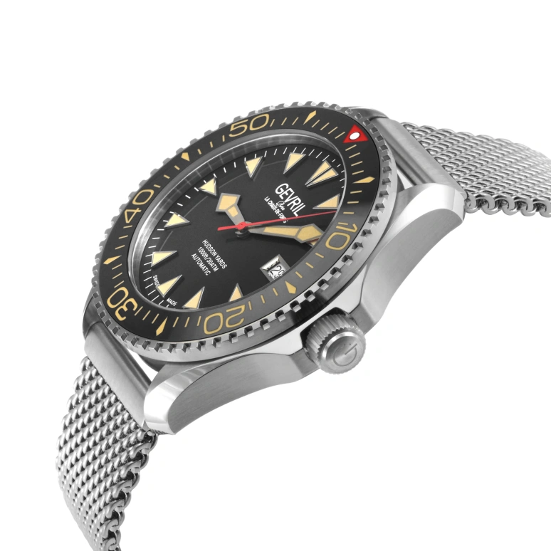 Gevril,Hudson Yards 43mm,43mm,Stainless Steel,Black,Automatic,Day,38hours,48840B