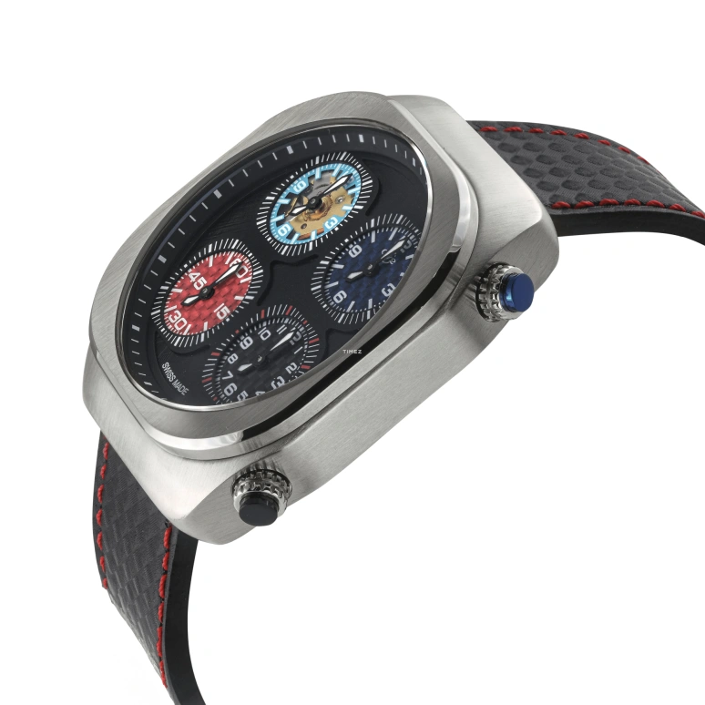 Gevril,GV2 Quattro Zone 46mm,46mm,Stainless Steel,Black,Quartz,World Time,Sapphire,43400