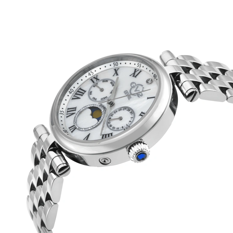 Gevril,Florence 36mm,36mm,Stainless Steel,White,Quartz,Moonphase,Date,Day,12518