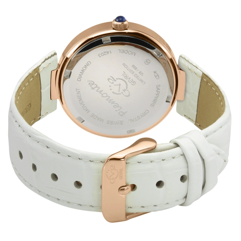 Gevril,Piemonte 36mm,36mm,Stainless Steel,White,Quartz,Sapphire,Round,14202,14202-3