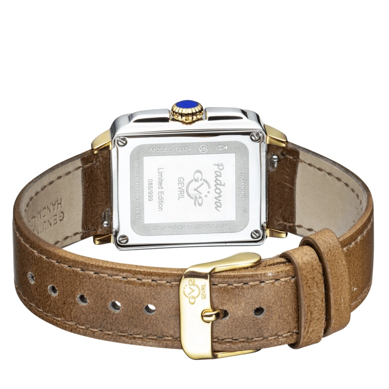 Gevril,Padova 28.50mm,28.50mm,Stainless Steel,White,Quartz,Sapphire,Rectangular,12334