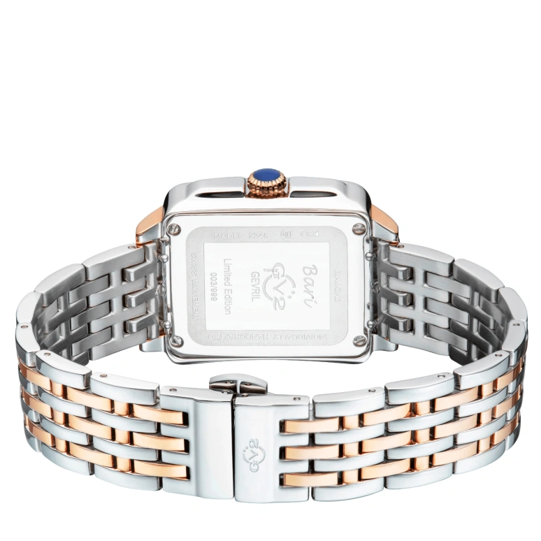 Gevril,Bari 37mm,37mm,Stainless Steel,Silver White,White,Quartz,Sapphire,Crystal Glass,Rectangular,9254B