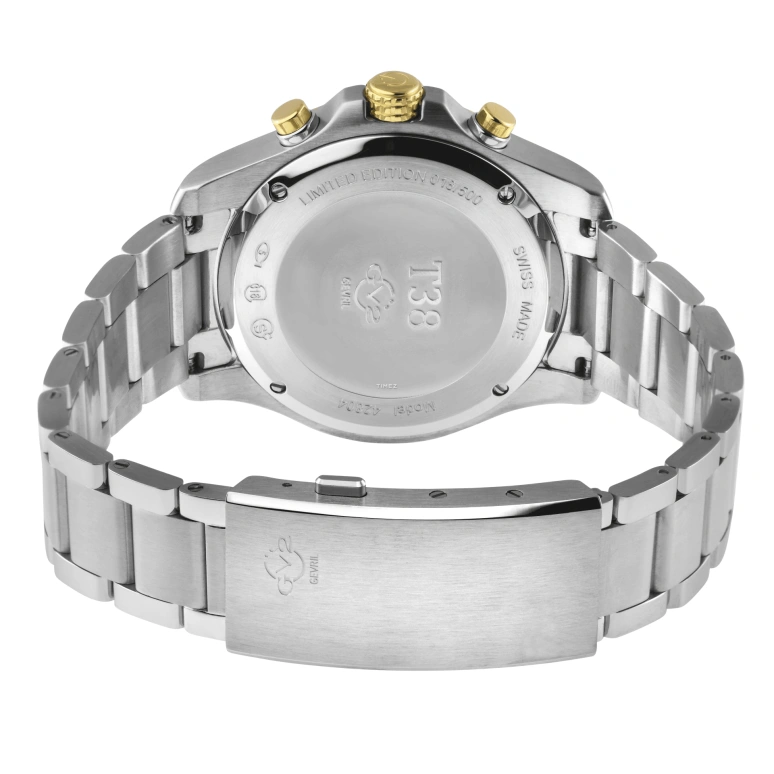 Gevril,T38 45mm,45mm,Stainless Steel,Grey,Quartz,Chronograph,Day,42803B
