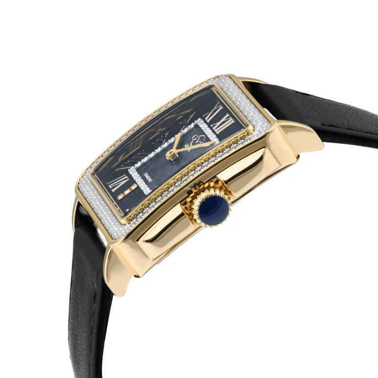 Gevril,Padova 28.50mm,28.50mm,Stainless Steel,Black,Dual,Quartz,Sapphire,Rectangular,12307,12307-V7