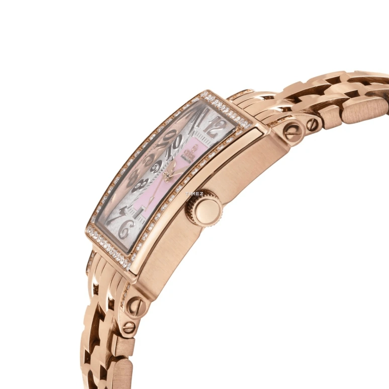 Gevril,Avenue of Americas 33x25mm,33x25mm,Stainless Steel,Pink,Quartz,Day,Sapphire,Crystal Glass,7345RLB