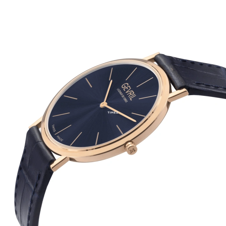 Gevril,Five Points 38mm,38mm,Rose Gold,Blue,Quartz,Sapphire,Round,GV350,GV350.14.62
