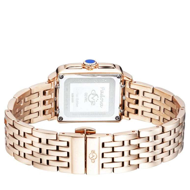Gevril,Padova 28.50mm,28.50mm,Stainless Steel,Multi-Color,Blue,Quartz,Sapphire,Rectangular,12306B