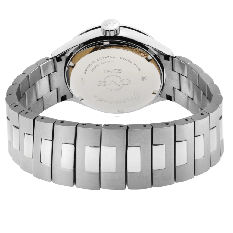 Gevril,Giromondo 42mm,42mm,Stainless Steel,Silver,Quartz,Day,Dule Time,42301B